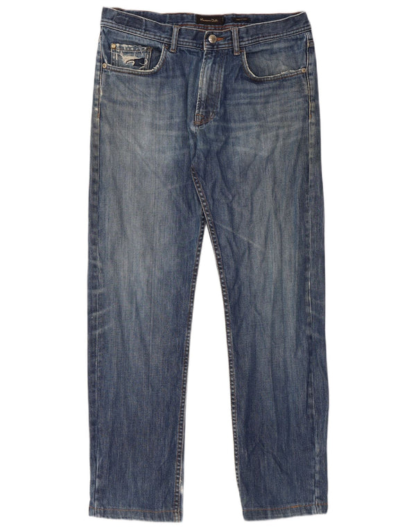 Massimo Dutti Herren Distressed Straight Jeans EU 42 Large W32 L29 Blau