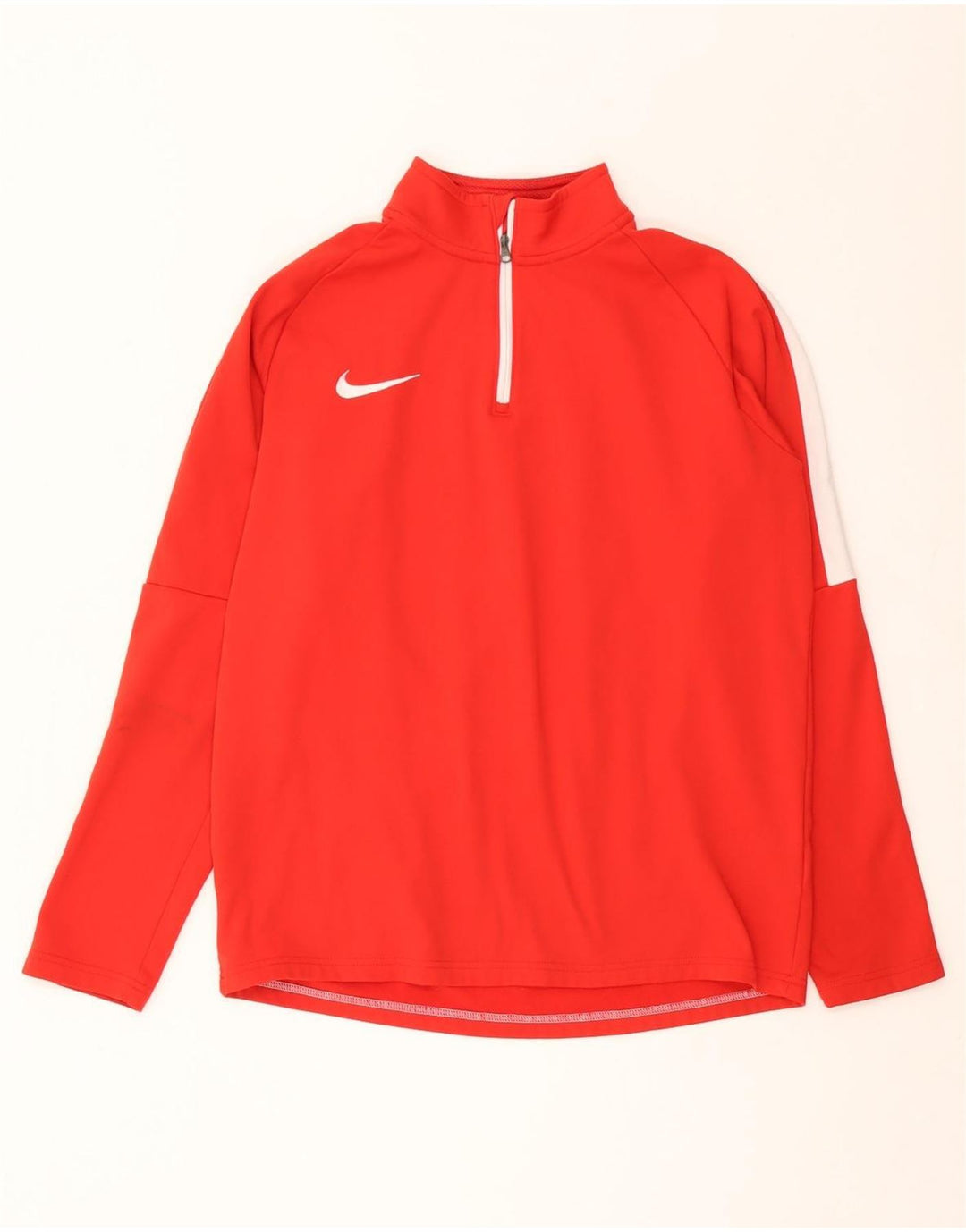 Nike Herren-Dri-Fit-Oberteil mit Reißverschluss, langärmlig, Mittelrotes Farbblock-Polyester