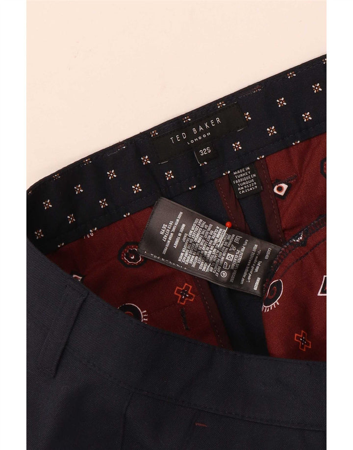 Gerade Anzughose für Herren von Ted Baker, W32, L30, marineblaues Polyester