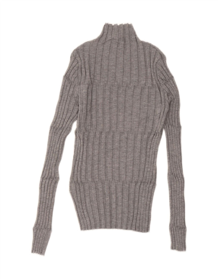 Zara Damen-Pullover mit Rollkragen, UK 12, Mittelgrau, Polyester