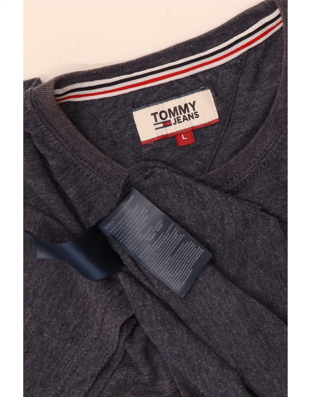 Tommy Hilfiger Herren-T-Shirt-Oberteil, großes marineblau meliertes Polyester