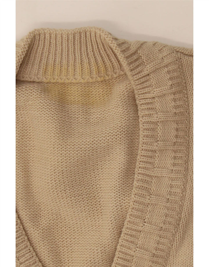 VINTAGE Mens Cardigan Sweater XL Beige Fair Isle Wool Vintage Vintage and Second-Hand Vintage from Messina Hembry 