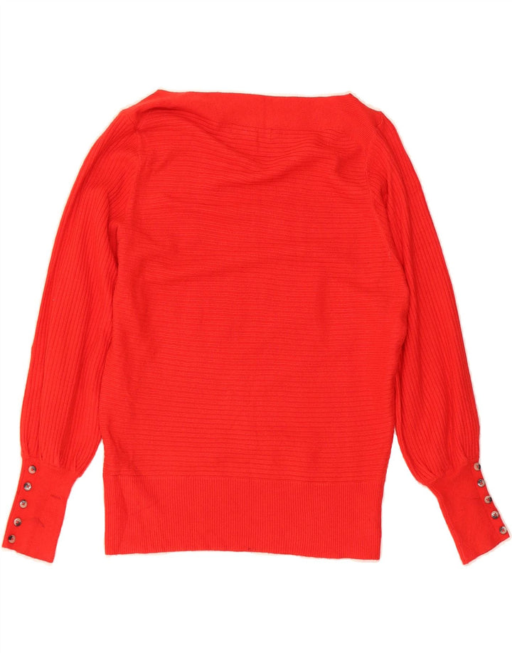 MARKS & SPENCER Womens Boat Neck Jumper Sweater UK 12 Medium Red Viscose Vintage Marks & Spencer and Second-Hand Marks & Spencer from Messina Hembry 