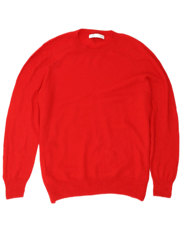 Zara Damen-Pullover mit Rundhalsausschnitt, Gr. 18, XL, rote Wolle