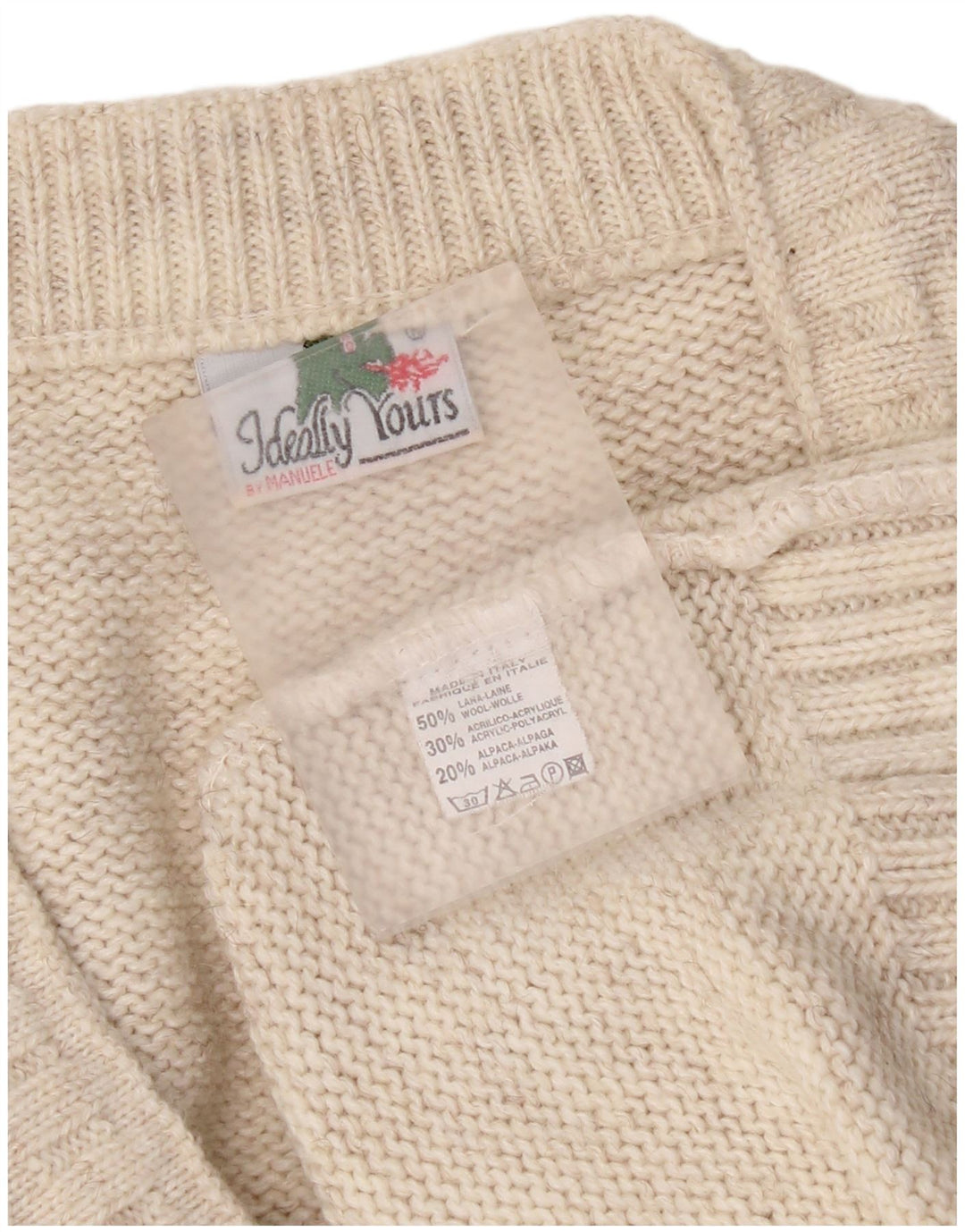 Vintage Herren V-Ausschnitt Pullover Pullover XL Beige Wolle