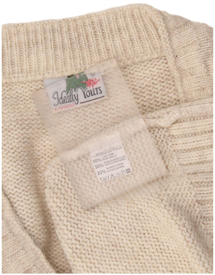 Vintage Herren V-Ausschnitt Pullover Pullover XL Beige Wolle