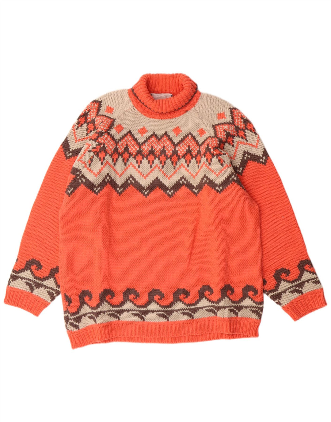 Kaos Damen-Pullover mit Rollkragen, Gr. 40, Orange, Fair Isle