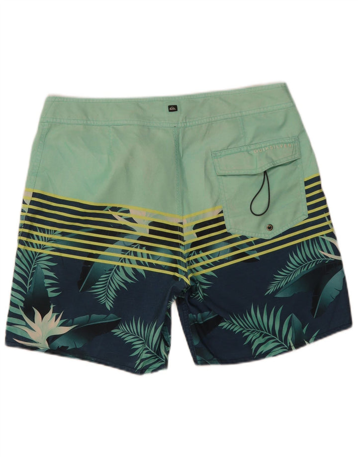 Quiksilver Herren-Badeshorts aus mittelgrünem, geblümtem Polyester