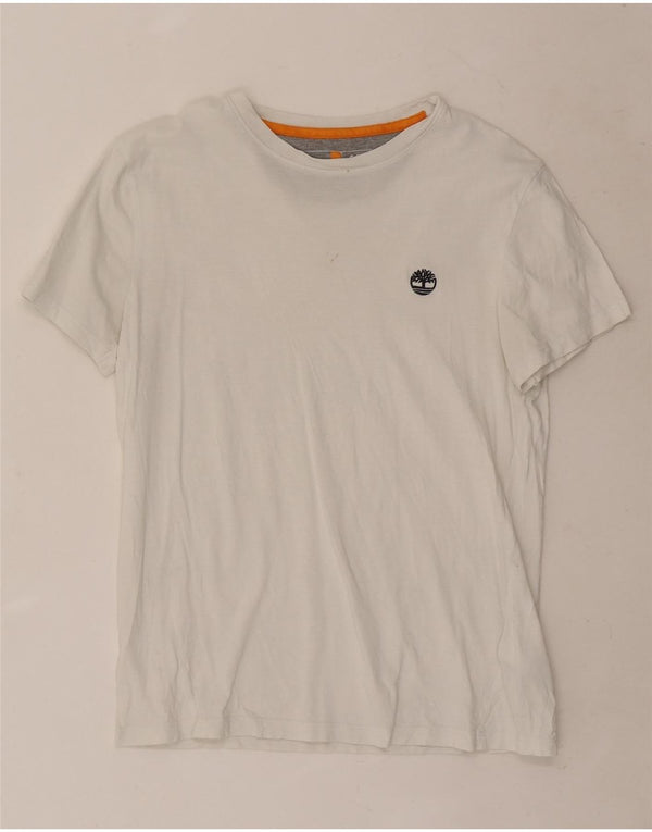 Timberland Herren Slim Fit T-Shirt Top Small Weiß Baumwolle