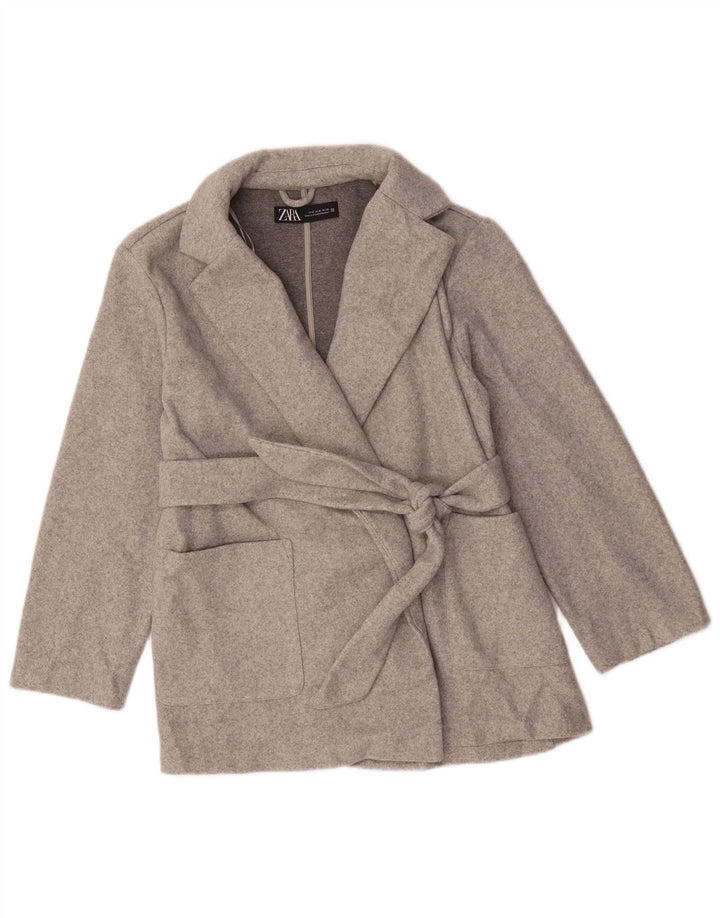 Zara Damen Blazer Jacke UK 14 Mittelgraues Polyester