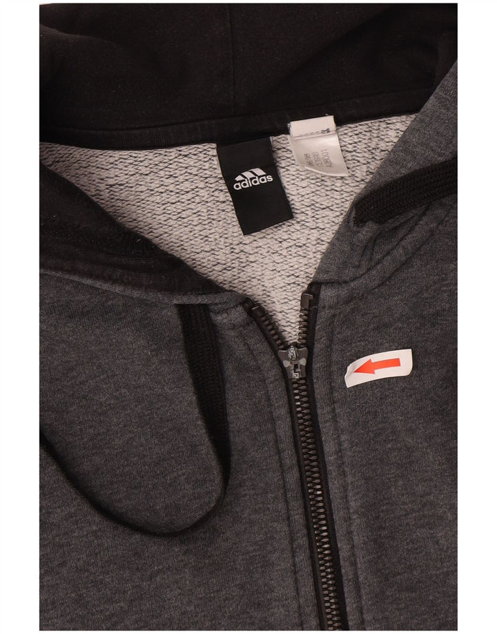 Adidas Herren-Kapuzenpullover mit Reißverschluss, groß, graue Baumwolle