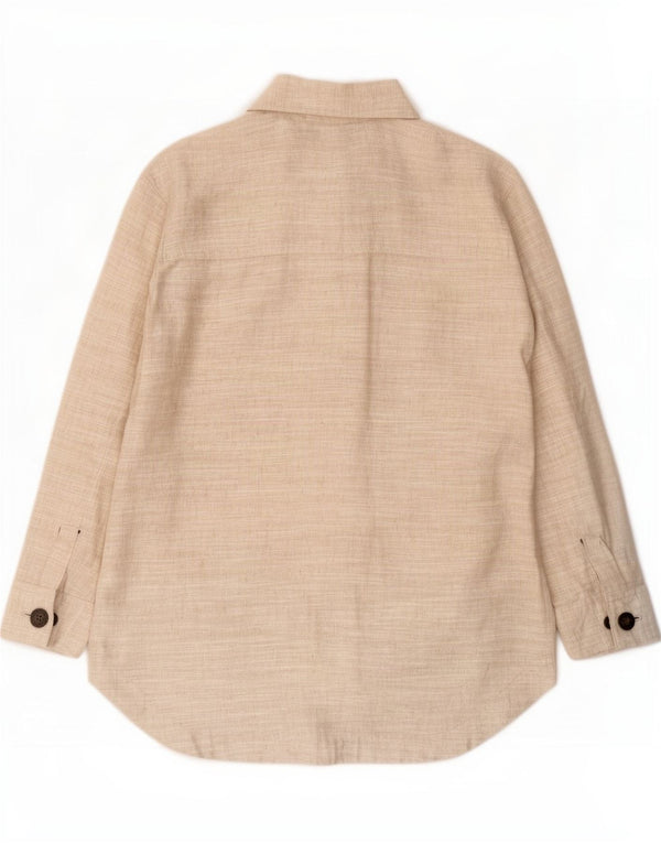 Marks & Spencer Damen Overshirt Relaxed Fit Shirt UK 14 Large Beige Leinen