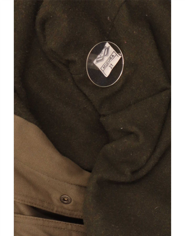 Zip Damen Übergroßer Dufflecoat UK 18 XL Khaki Baumwolle