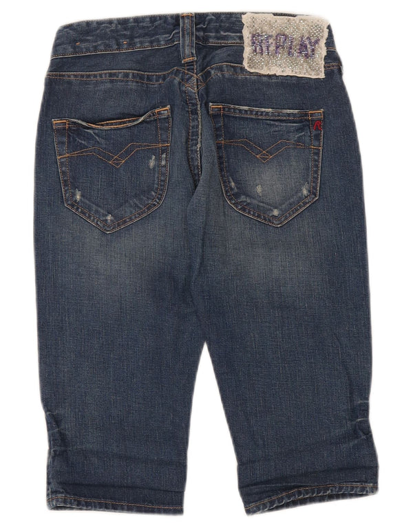 Replay Damen Jeansshorts W24 XS Blaue Baumwolle
