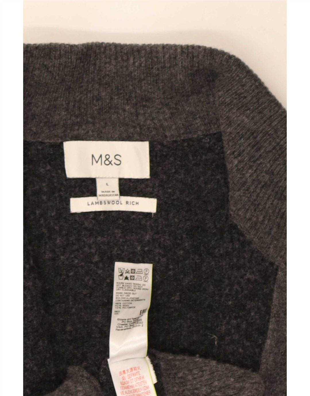 Marks & Spencer Herren-Strickjacke, groß, aus grauer Baumwolle