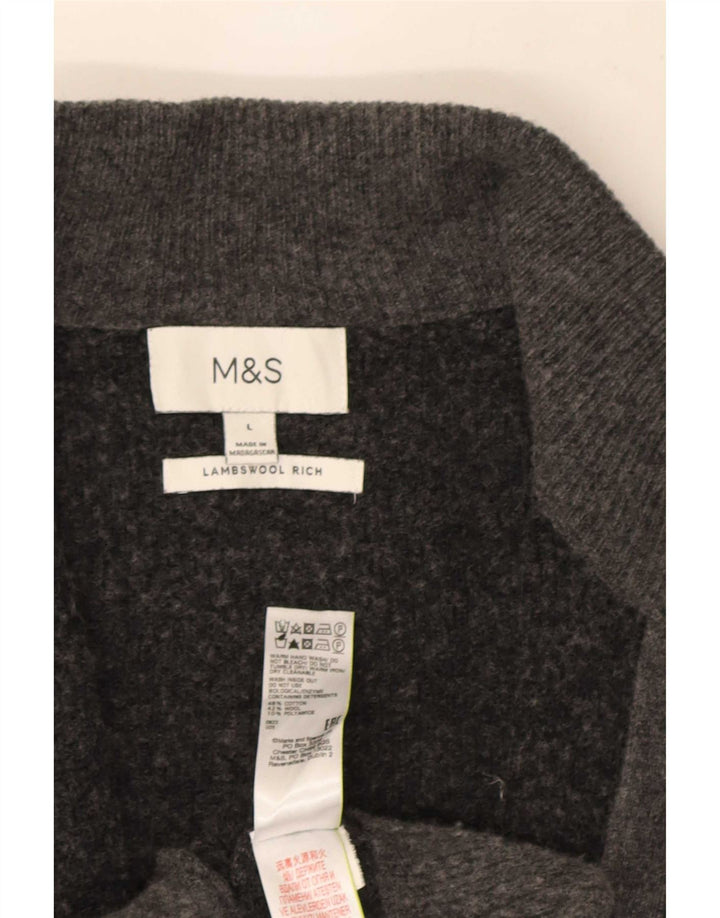 Marks & Spencer Herren-Strickjacke, groß, aus grauer Baumwolle