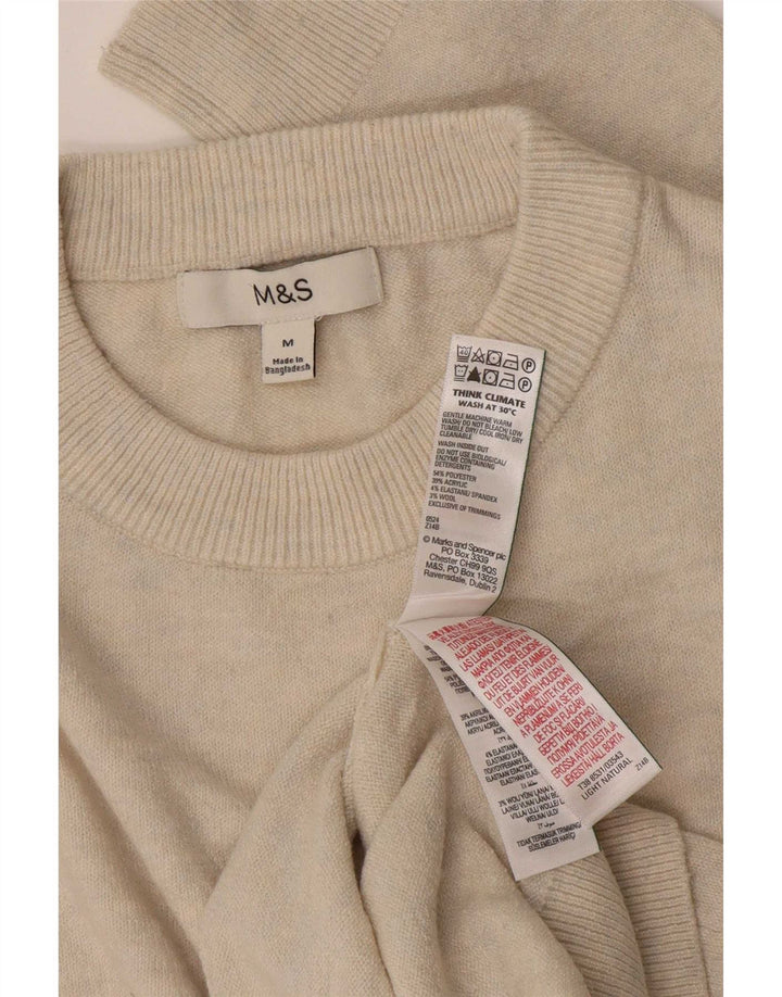 Marks & Spencer Damen-Pullover mit Rundhalsausschnitt, Gr. 14, Mittel, gebrochenes Weiß