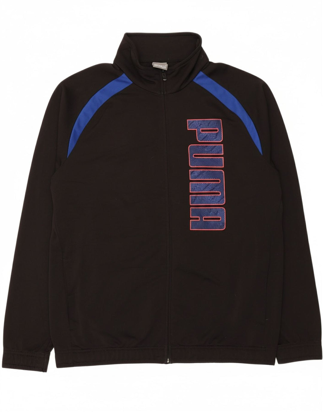 PUMA Mens Graphic Tracksuit Top Jacket Large Black Colourblock Polyester