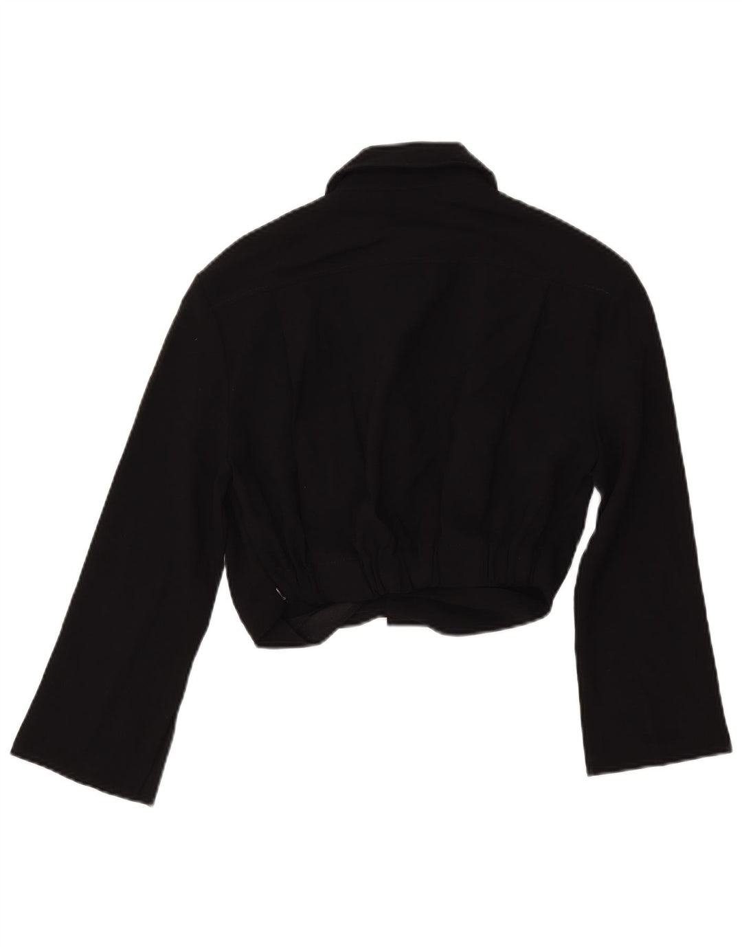 ZARA Damen Crop 3/4-Ärmel-Hemdbluse UK 10 Small Schwarz Polyester