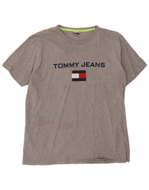 Tommy Hilfiger Herren-T-Shirt mit Grafik, XL, grau meliert, Baumwolle