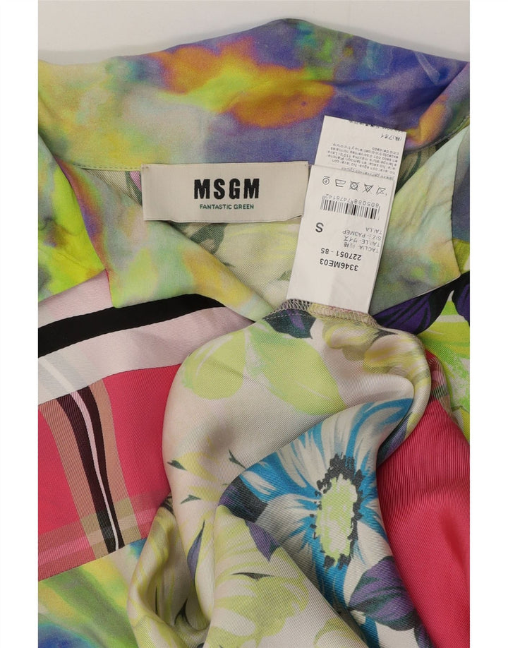 MSGM Herren-Hemd, kurzärmelig, lockere Passform, klein, mehrfarbig, Blumenmuster, tropisch