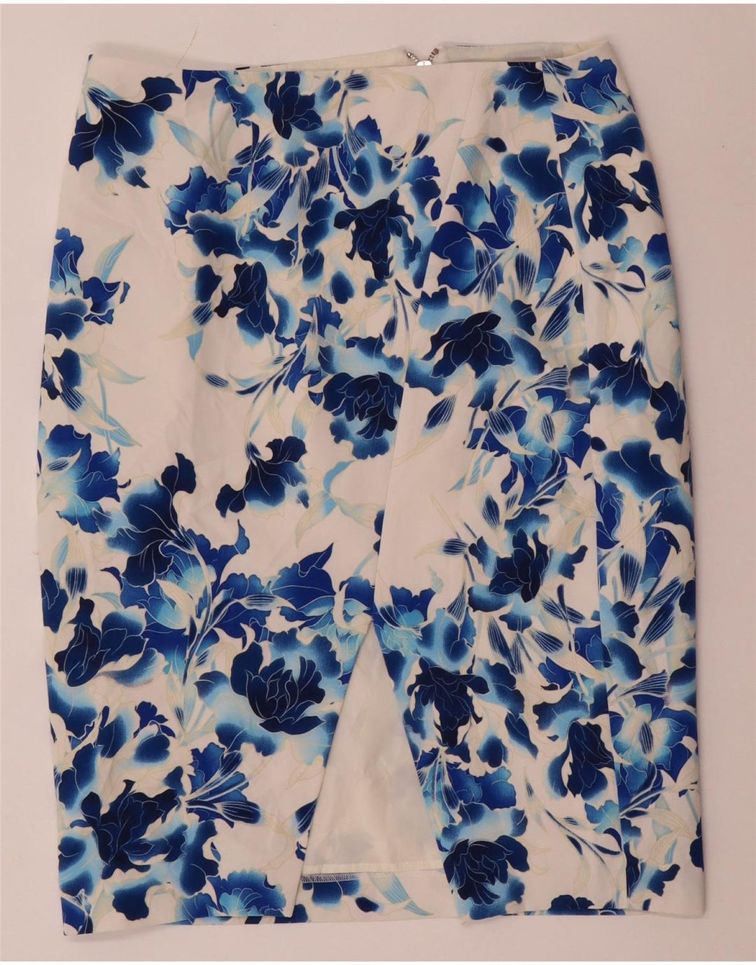 Oasis Damen Bleistiftrock UK 12 Medium W32 Weiß geblümtes Polyester