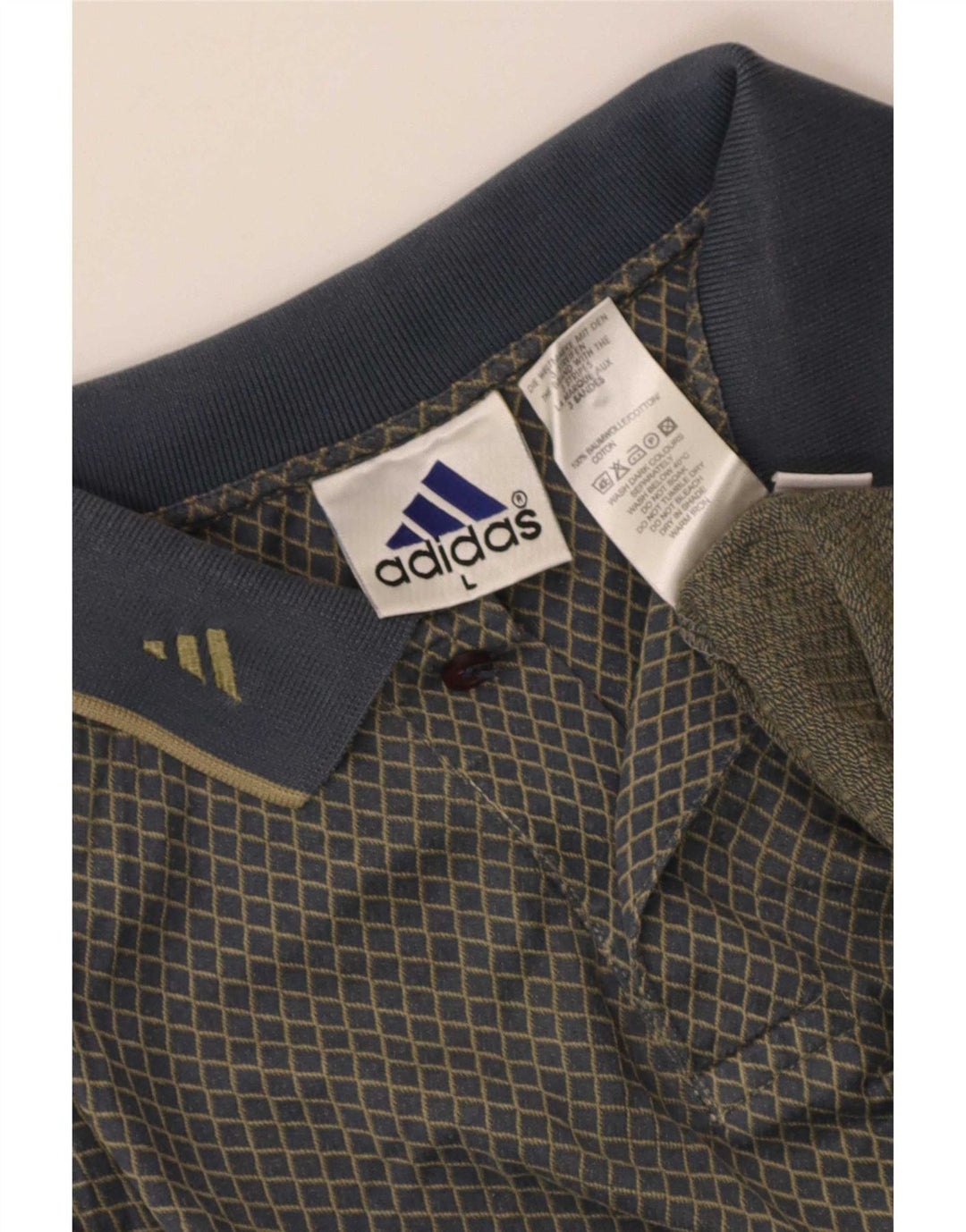 Adidas Herren-Poloshirt, groß, graue Argyle-/Diamant-Baumwolle