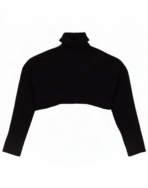 Zara Damen-Pullover, übergroß, bauchfrei, Rollkragenpullover, Gr. 10, Größe S, Schwarz