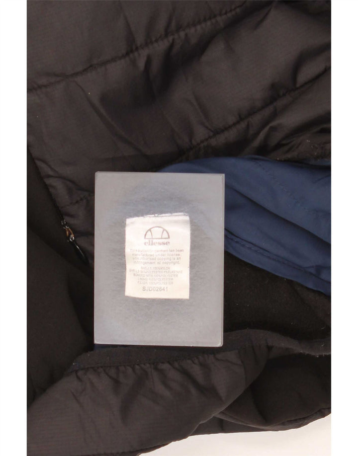 Ellesse Herren-Jacke mit Kapuze, gepolstert, Größe S, UK 36, aus schwarzem Nylon
