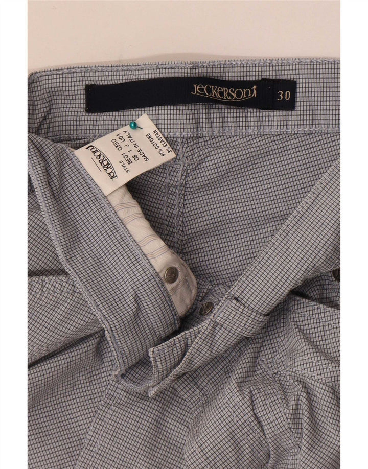 Jeckerson Herren-Bermudashorts W30 mittelblau karierte Baumwolle