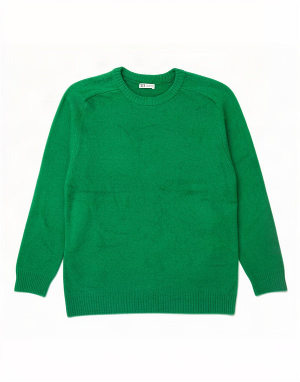 Zara Herren-Pullover mit Rundhalsausschnitt, XL, grünes Acryl