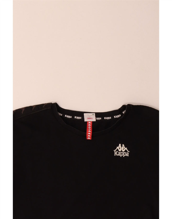 KAPPA Womens Oversized Crop Graphic T-Shirt Top UK 10 Small Black Vintage Kappa and Second-Hand Kappa from Messina Hembry 
