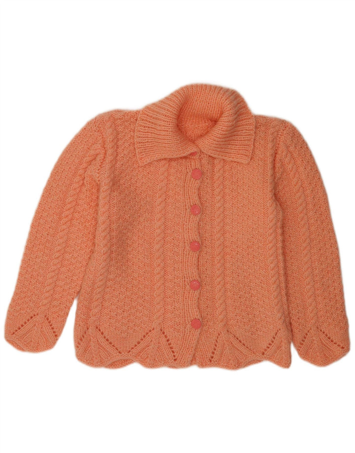 Vintage Damen Strickjacke Pullover UK 14 Medium Orange