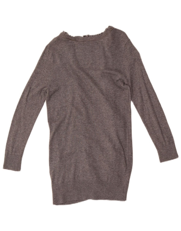Abercrombie & Fitch Damen Longline Cardigan Pullover UK 8 Small Grau