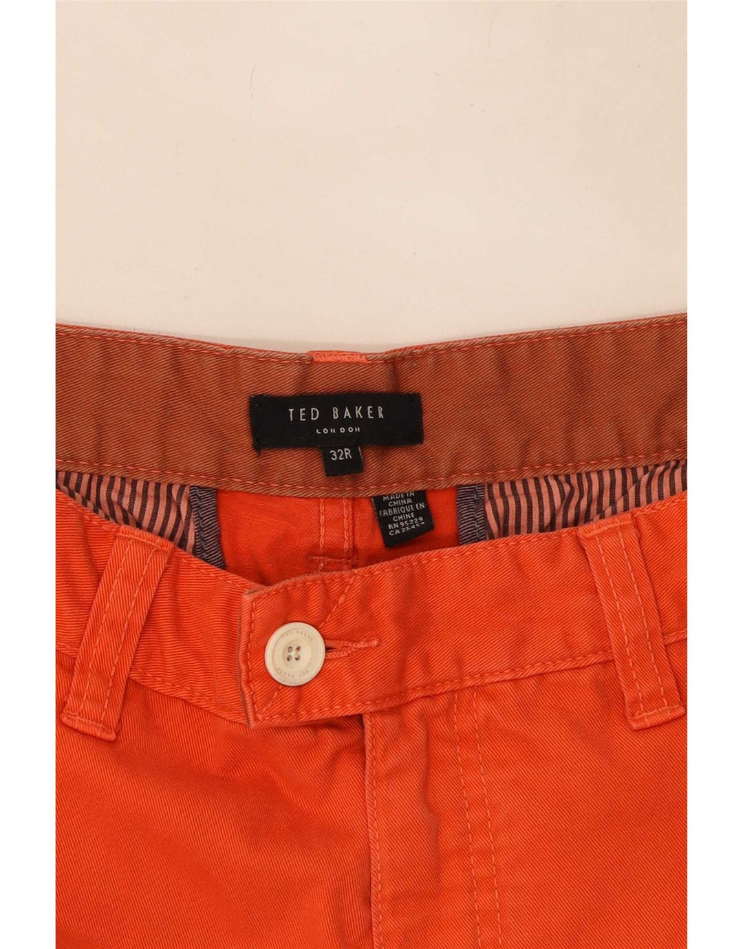 Ted Baker Herren Chinoshorts W32 Mittelorange Baumwolle