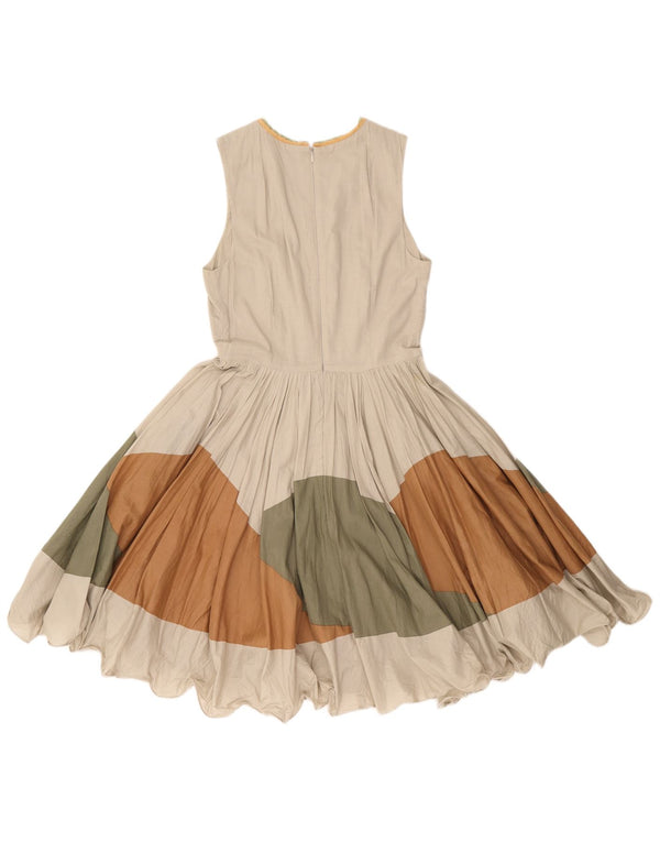SILVIAN HEACH Damen Ärmelloses A-Linien-Kleid UK 6 XS Beige Farbblock