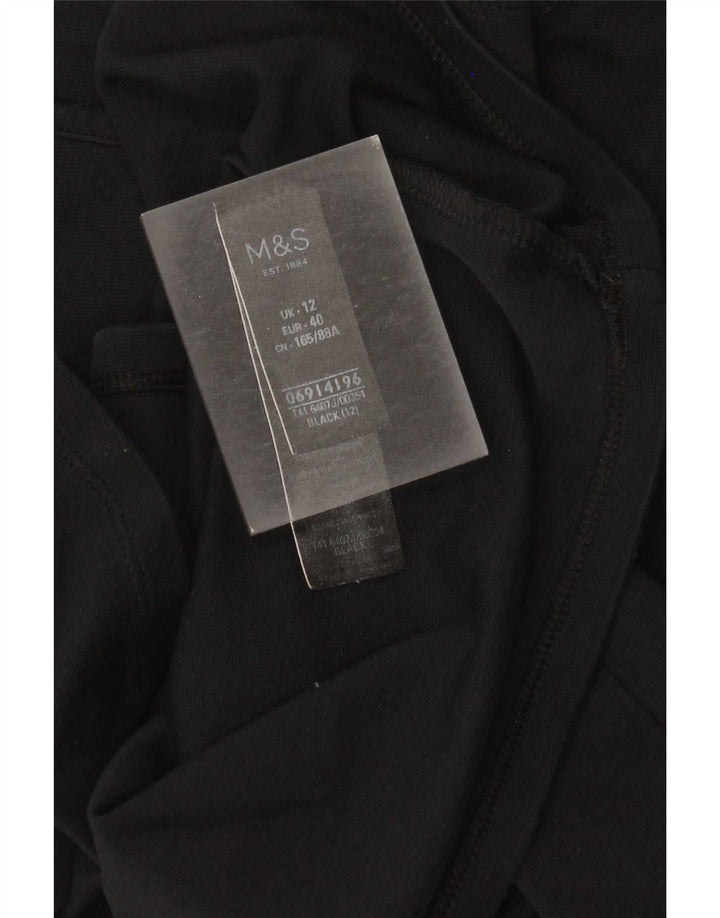 Marks & Spencer Damen-Tunika-Oberteil mit 3/4-Ärmeln, UK-Größe 12, mittelschwarz, Baumwolle