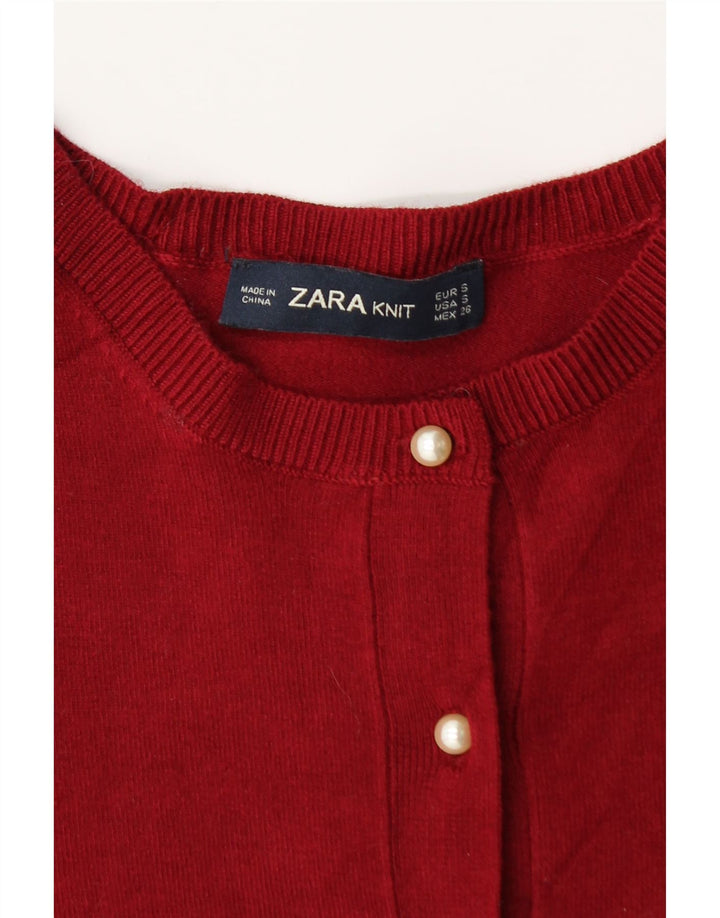 Zara Damen-Cardigan-Pullover UK 8 Kleine rote Viskose