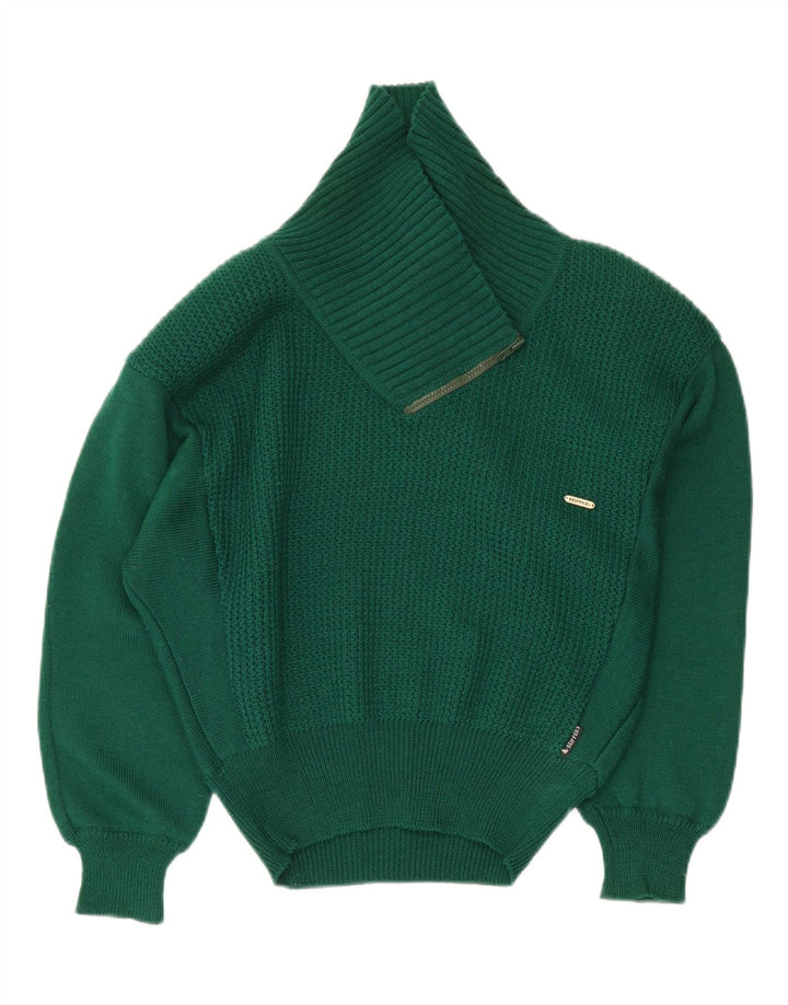 SKIPPER'S Womens Shawl Neck Jumper Sweater IT 46 Large Green Wool Vintage Skipper's and Second-Hand Skipper's from Messina Hembry 