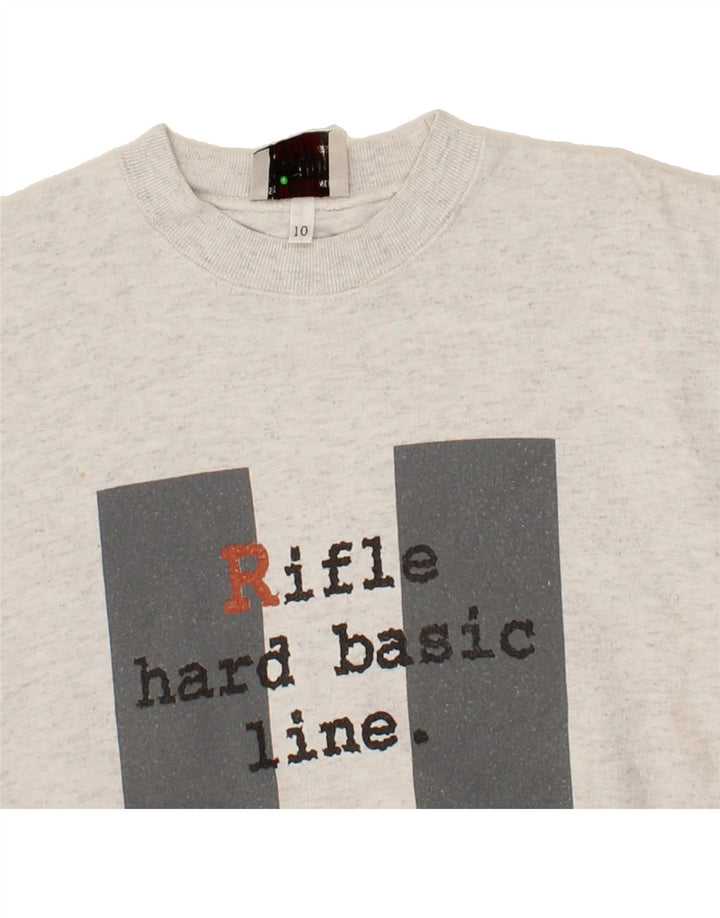 RIFLE Boys Graphic Sweatshirt Jumper 9-10 Years Grey Cotton Vintage Rifle and Second-Hand Rifle from Messina Hembry 