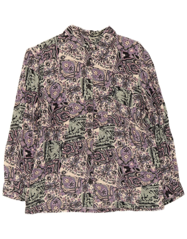Vintage Damen 3/4 Ärmel Shirt UK 14 Medium Mehrfarbig Patchwork