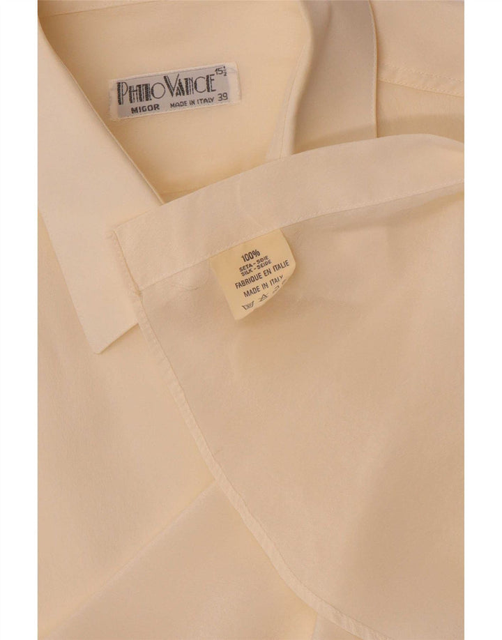 Philo Vance Herrenhemd Größe 39 15 1/2 Medium Off White Silk