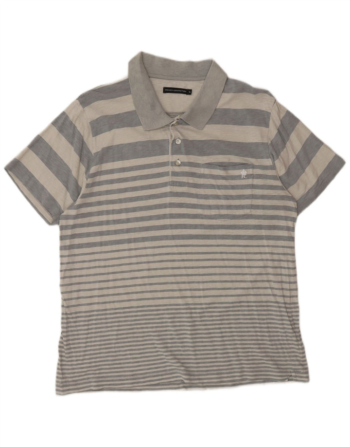 French Connection Herren-Poloshirt XL, grau gestreift, Baumwolle