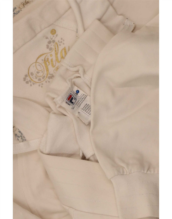 Fila Damen-Trainingsanzug-Top-Jacke, UK 10, Größe S, weiß, gestreift, Baumwolle