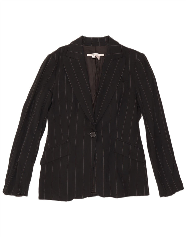 Zara Damen-Blazerjacke mit 1 Knopf, EU 38, klein, schwarz gestreift, Viskose