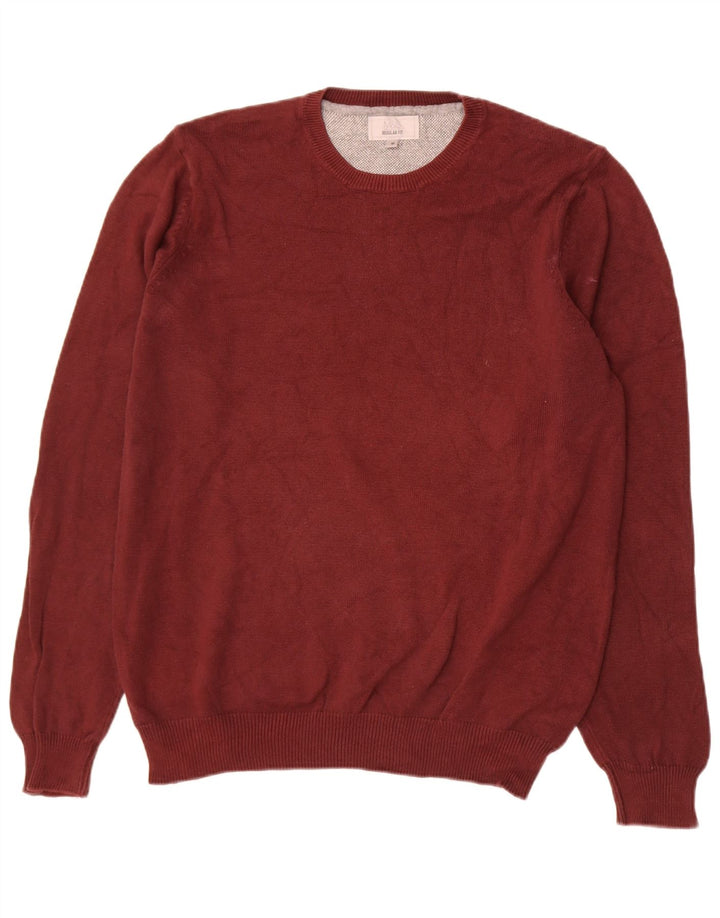 Marks & Spencer Herren-Pullover mit Rundhalsausschnitt, reguläre Passform, mittleres Burgunderrot