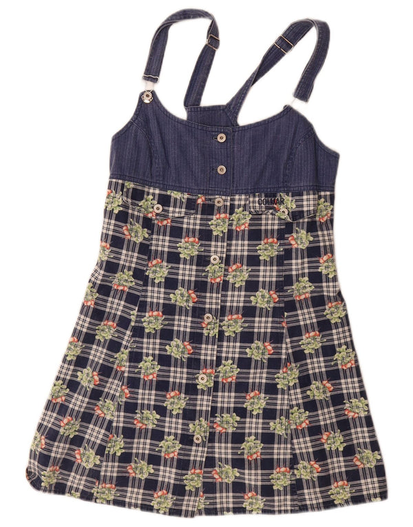 Colmar Mini-Latzkleid für Damen, UK 12, mittelgroß, marineblau, kariert, Baumwolle