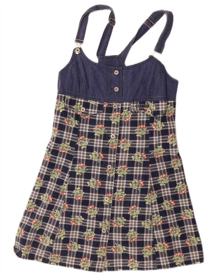 Colmar Mini-Latzkleid für Damen, UK 12, mittelgroß, marineblau, kariert, Baumwolle