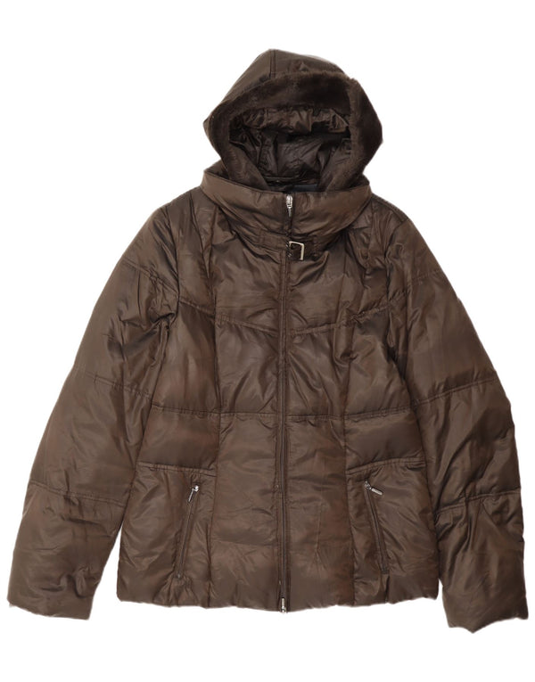 Geox Damen Respira Hooded Wattierte Jacke UK 10 Small Braun
