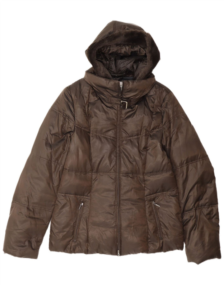 Geox Damen Respira Hooded Wattierte Jacke UK 10 Small Braun